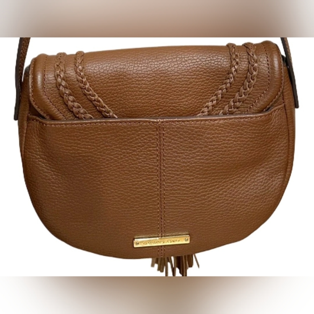 Vince Camuto Brown Cognac Leather Crossbody Handbag - Picture 2 of 8